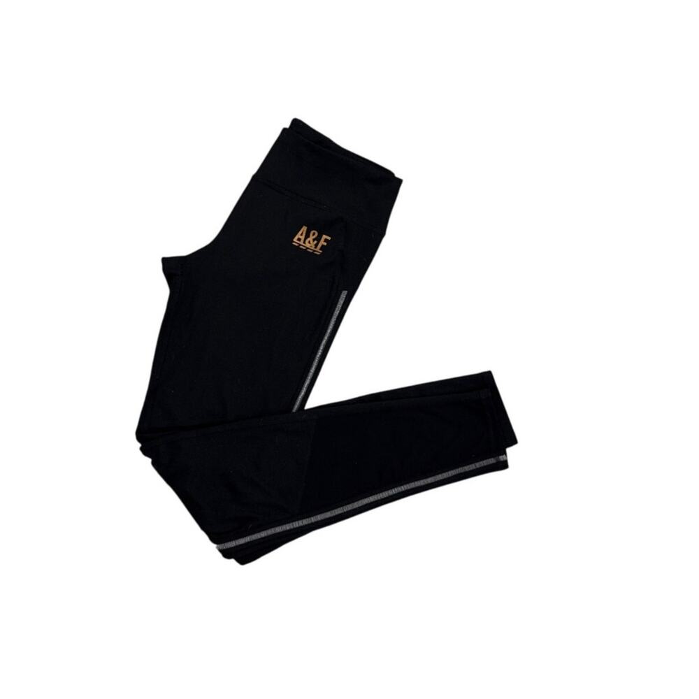 Abercrombie & Fitch Black Athletic Active Leggings Rose Gold Logo Size Small